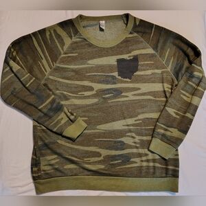 Alternative Earth Green Camouflage Ohio Crewneck Sweatshirt Size XL